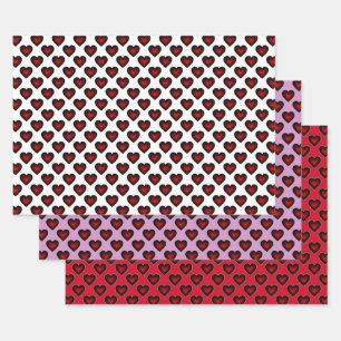Einfache Hearts Collection Geschenkpapier Set