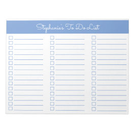Einfache hellblaue 21,6x28cm-Dreispalten-Checklist Notizblock