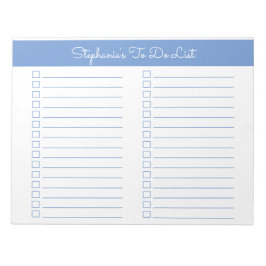 Einfache hellblaue 8,5x11 Zwei-Spalten-Checkliste Notizblock