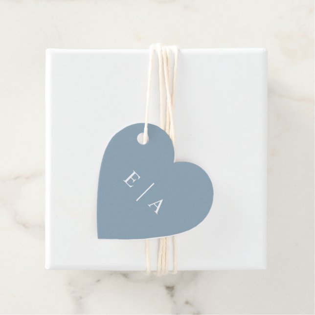 Einfache hellblaue Monogram-Initialen Herz Geschenkanhänger (Beispiel)