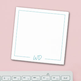 Einfache hellblaue Monogramm-Initialen Post-it Klebezettel