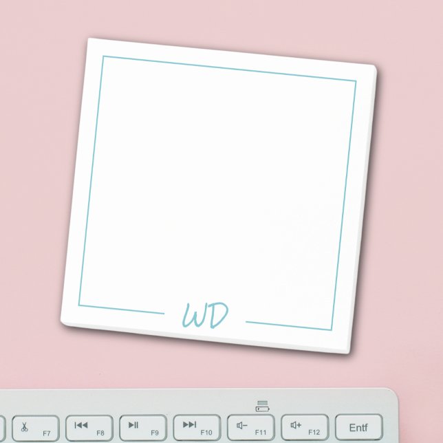 Einfache hellblaue Monogramm-Initialen Post-it Klebezettel (Von Creator hochgeladen)