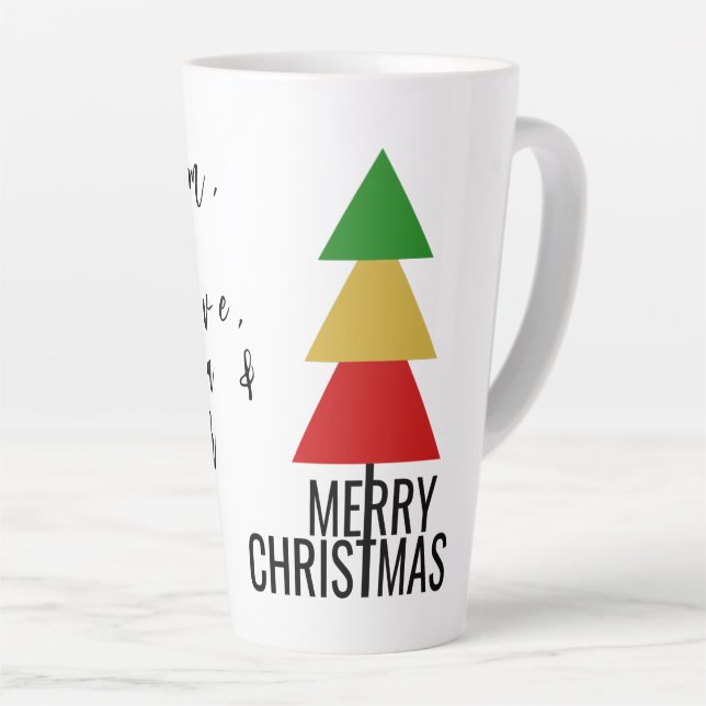 EINFACHE, HELLE FARBE XMAS BAUM MIT SCRIPT TEXT MILCHTASSE (Rechte Ecke)