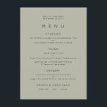 Einfache, helle Sage Grüne Hochzeit Menükarte<br><div class="desc">Einfache Speisekarte für helle Mahlzeiten. Sie können auch den Stil und die Farben des Schriftartes sowie die Hintergrundfarben auf der Vorder- und Rückseite ändern,  wenn Sie dies über die Option Klicken Sie auf Weitere Einstellungen.</div>