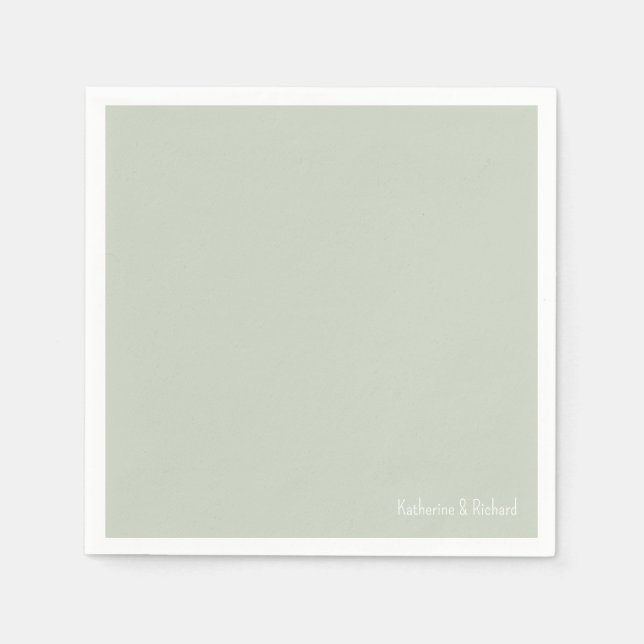 Einfache helle Sage Weißer Text II Hochzeitscockta Serviette (Vorderseite)