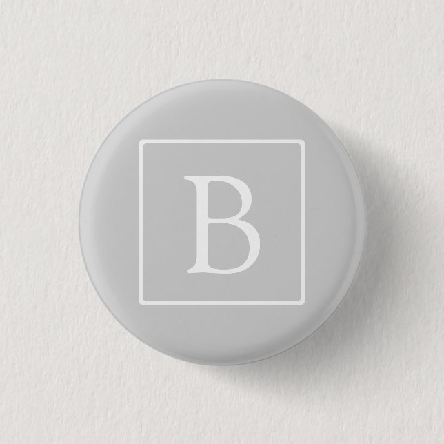 Einfache hellgraue Monogramm Button (Vorderseite)