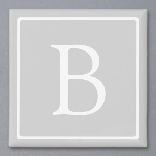 Einfache hellgraue Monogramm Magnet