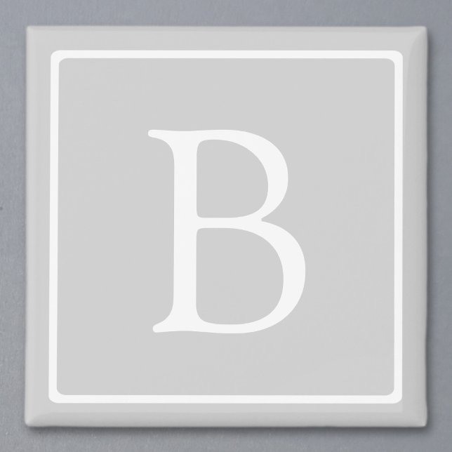 Einfache hellgraue Monogramm Magnet (Von Creator hochgeladen)