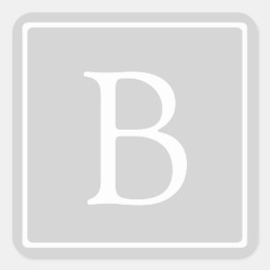 Einfache hellgraue Monogramm Quadratischer Aufkleber
