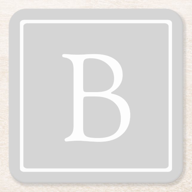 Einfache hellgraue Monogramm Rechteckiger Pappuntersetzer (Vorderseite)