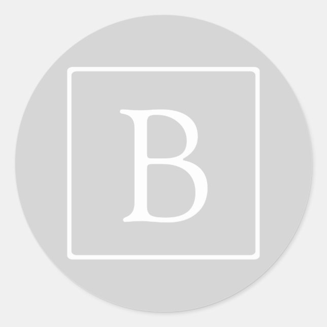 Einfache hellgraue Monogramm Runder Aufkleber (Vorderseite)