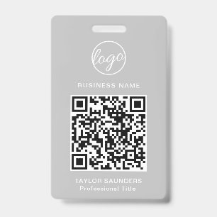 Einfache hellgraue QR-Code-Mitarbeiter-ID Ausweis