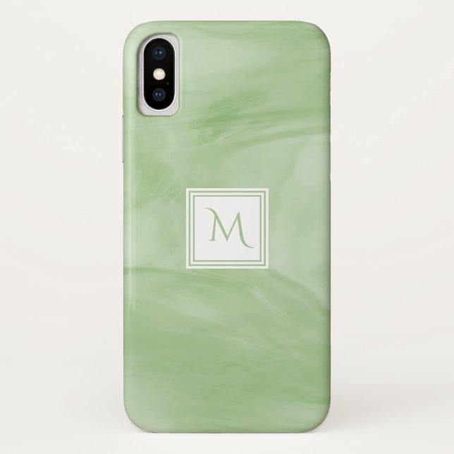 Einfache hellgrüne, subtile Marmorverkleidung Mode Case-Mate iPhone Hülle (Rückseite)