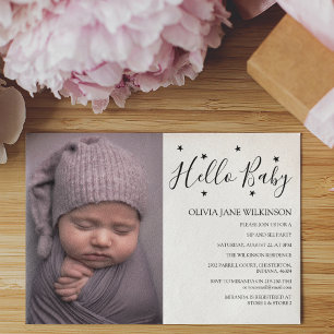 Einfache Hello Baby Trink- und Besichtigungsfeie Einladung