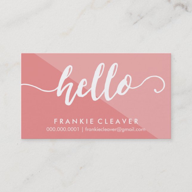 EINFACHE HELLO SCRIPT handgezeichnete Art Koralle  Visitenkarte (Vorderseite)