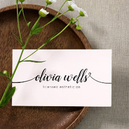 Einfache hellrosa handgeschriebene Script-Kalligra Visitenkarte