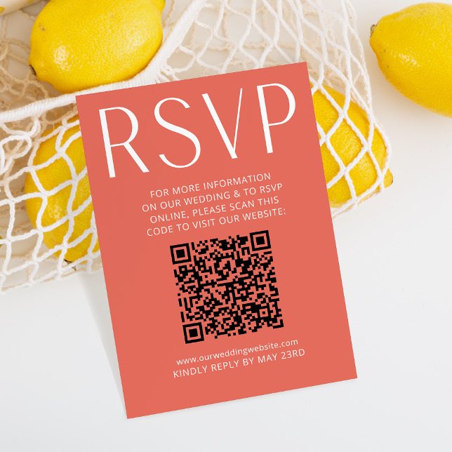 Einfache, hellrosa Hochzeit RSVP Online QR Code Karte (Von Creator hochgeladen)