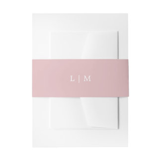 Einfache hellrosa Monogram Elegant Wedding Einladungsbanderole