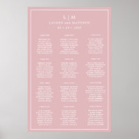 Einfache hellrosa Monogram Elegant Wedding