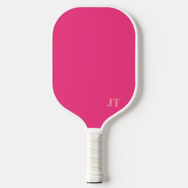 Einfache, hellrosa und blassrosa Monogramm Pickleball Schläger (Vorderseite)