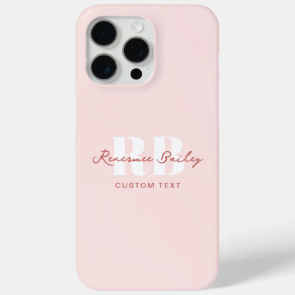 Einfache hellrosa und weiße Monogramm Case-Mate iPhone Hülle