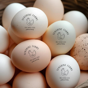 Einfache Hennenfarm Frische Eier Grün Gummistempel