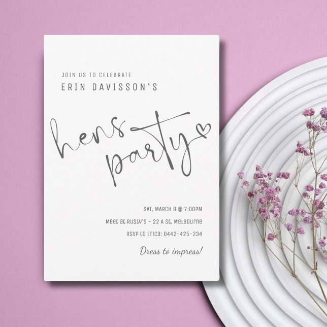 Einfache Hens Night-Party Einladung (Von Creator hochgeladen)