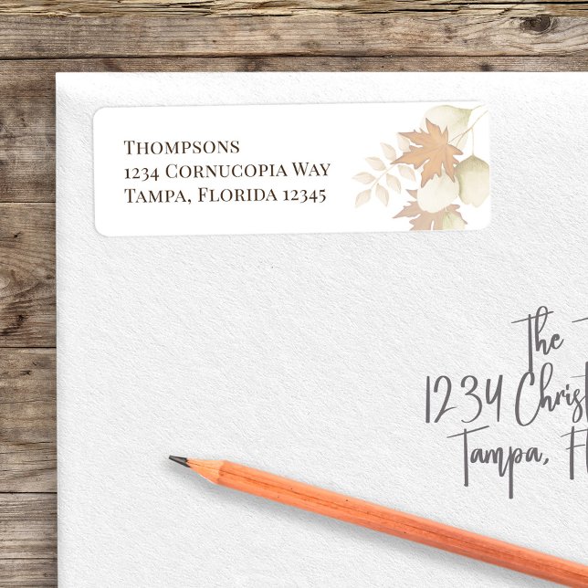 Einfache Herbst Herbstgrün Aquarellbilder (Fall Autumn greenery and foliage return address label. )