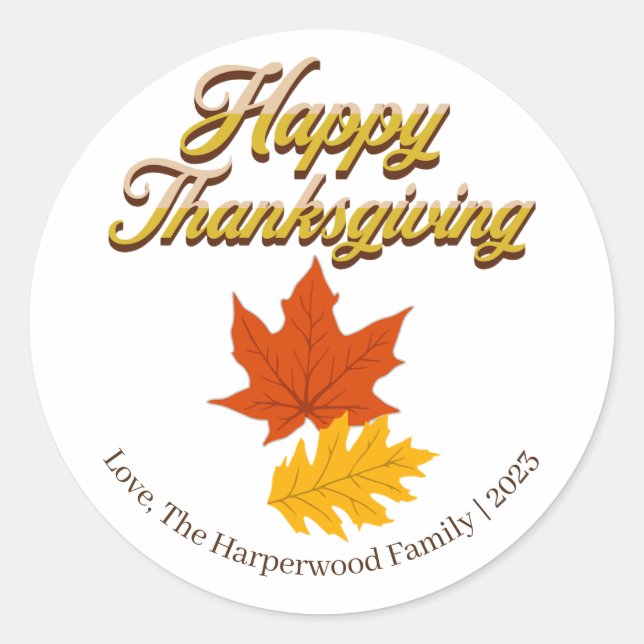 Einfache Herbsternte glücklich dank Runder Aufkleber (Vorderseite)