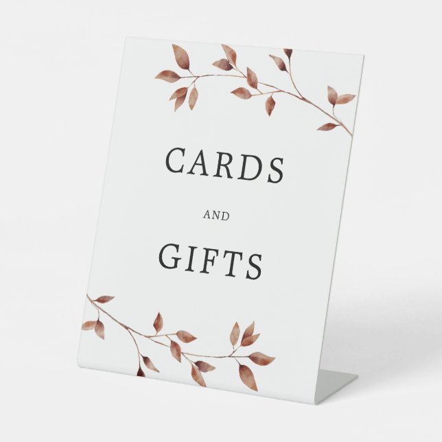 Einfache Herbstlaube Karten Geschenke Hochzeit Sockelschild (Vorderseite)