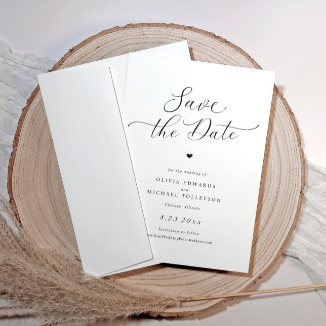 Einfache Herz Elegant Hochzeit Speichern Sie die D Save The Date (Simple Elegant Heart Save the Date Cards - Rustic and Classic Minimalist)