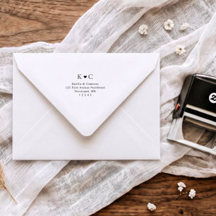 Einfache Herz-Hochzeitsumschlag-Rücksendeadresse Permastempel