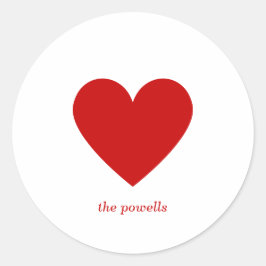 Einfache Herz-Klassische Liebe Minimalistisch Chic Runder Aufkleber