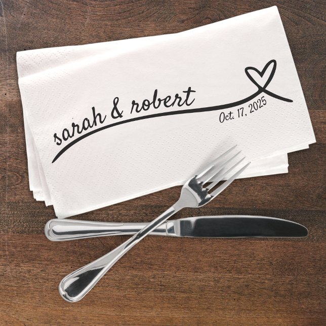 Einfache Herz-Leine-Hochzeit Serviette (Simple Heart Line Wedding Paper Guest Towels
)