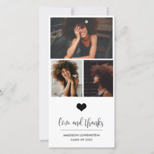 Einfache Herz-Liebe und dank Typografie Graduate Dankeskarte