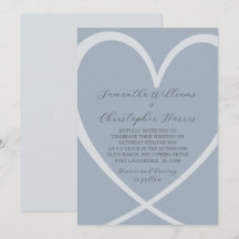 Einfache Herz Staubblaue Hochzeitseinladung