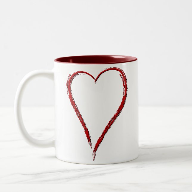 Einfache Herz-Tasse Zweifarbige Tasse (Links)