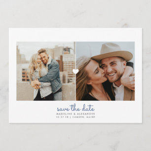 Einfache Herzdiptych-Save the Date Karte
