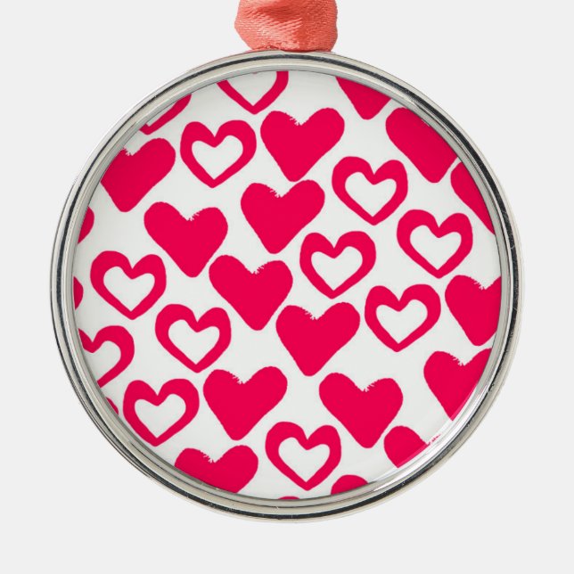 Einfache Herzen 2014 Silbernes Ornament (Vorne)