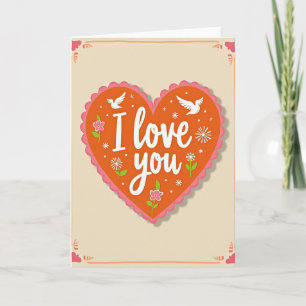 Einfache Herzkarte mit 'Ich liebe dich' in Wellenl Karte