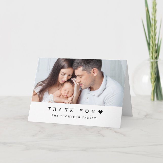 Einfache Herzklopfen Foto Dusche Dankeskarte (Vorderseite)