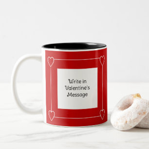 Einfache HerzValentinstag Nachricht zu Rot hinzufü Zweifarbige Tasse