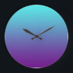 Einfache Hintergrundfarbe Türkis Blau Lila Große Wanduhr<br><div class="desc">Ein einfacher Hintergrund Gradienten Mischung von türkis und tief lila.</div>