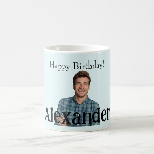 Einfache Hochladen von Foto-Add-Name Happy Geburts Kaffeetasse (Mittel)