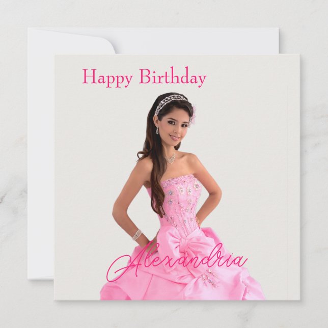 Einfache Hochladen von Foto-Add-Name Happy Geburts Karte (Vorderseite)