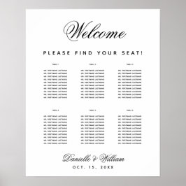 Einfache Hochzeit 6 Tabelle Schwarz/Weiß Sitzkarte Poster