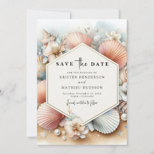 Einfache Hochzeit am digitalen Strand Save The Date