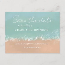 Einfache Hochzeit am Meer Save the Date Ankündigungspostkarte