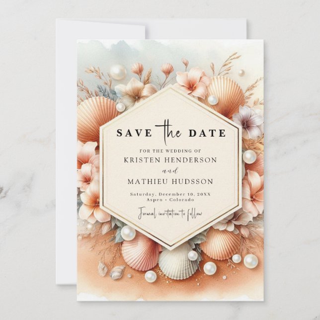 Einfache Hochzeit am Strand Save The Date (Vorderseite)