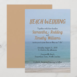 Einfache Hochzeit am Strand von Serene Ocean Einladung